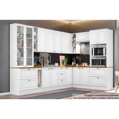 Cozinha Completa Americana 13 Peças (4Aéreos+4Balcões+2Paneleiros+3Complementos) C5P59 Branco - Henn