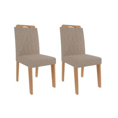 Kit 2 Cadeiras Sala Jantar Paola Wood 2 Un Savana-Madeirado/Suede Nude Bege - Cimol