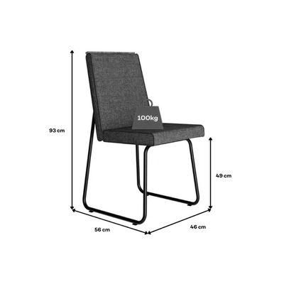 Kit 2 Cadeiras Sala Jantar Lira 1752 Aço 2 Uni Preto/Linho Grafite/Courano Preto - Carraro