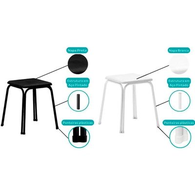 Kit 2 Banquetas Sala Jantar 1748 4 Un Branco/Courano Branco - Carraro