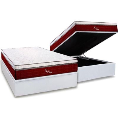Conjunto Box Baú Casal: Colchão Molas Polar Ensacadas Rubi + Base CRC Courano White (138x188)