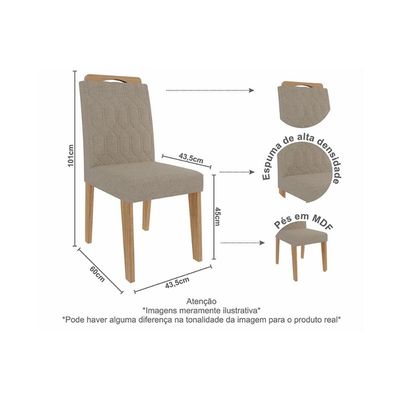 Kit 2 Cadeiras Sala Jantar Paola Wood 2 Un Madeirado/Suede Nude Bege - Cimol