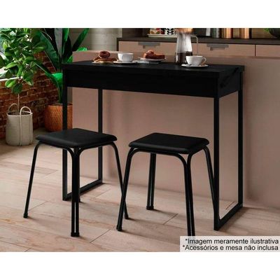 Kit 2 Banquetas Sala Jantar 1748 4 Un Preto/ Courano Preto - Carraro
