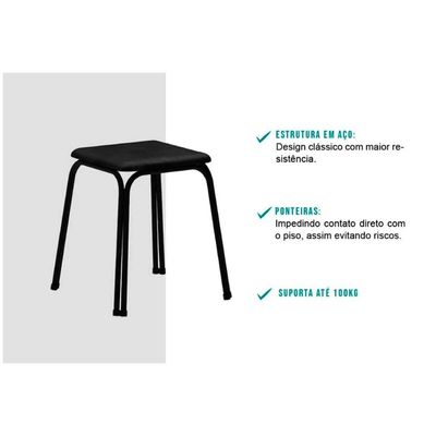 Kit 2 Banquetas Sala Jantar 1748 4 Un Preto/ Courano Preto - Carraro