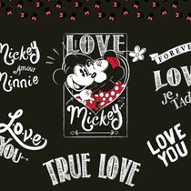 Fronha Portallar Malha Disney Estampa Localizada Jadore Love Black 48cmx68cm Preto