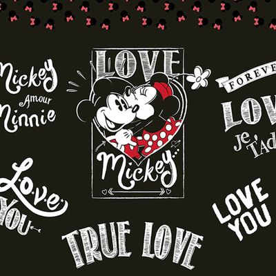 Fronha Portallar Malha Disney Estampa Localizada Jadore Love Black 48cmx68cm Preto