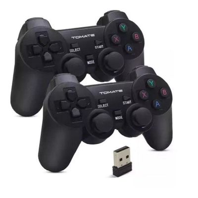 Kit 2 Controles Sem Fio Tomate 2.4ghz Game Pad Joystick Usb