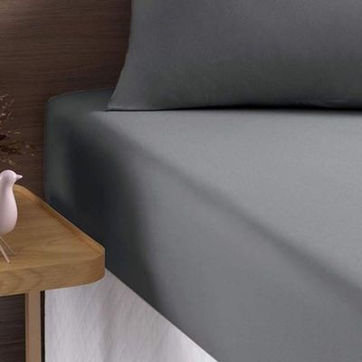Jogo De Cama Simples Queen 3pc Malha 100% Algodao - Cinza Spot