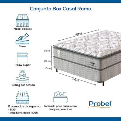 Conjunto Box Casal Mola Probel Roma (138x188x56cm)