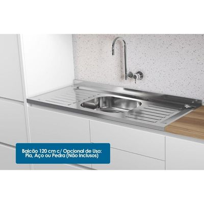 Cozinha Completa Rainha Gourmet 6 Peças (3Aéreos+1Paneleiro+2Balcões) C6P39 Branca/Nature - Nesher