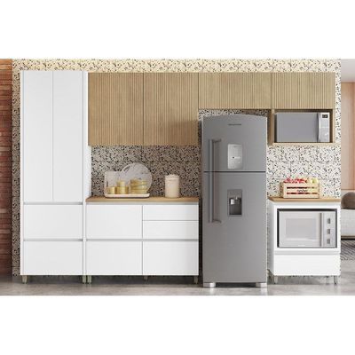 Cozinha Completa Rainha Gourmet 6 Peças (3Aéreos+1Paneleiro+2Balcões) C6P39 Branca/Nature - Nesher