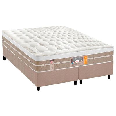 Cama Box Queen: Colchão Molas Ensacadas Castor Silver Star Air + Base CRC Suede Clean(158x198)