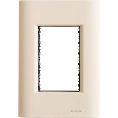 Placa 3 Postos 4x2 Tramontina Giz Nude Soft Touch Com Suporte