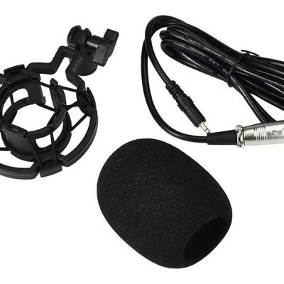 Microfone Condensador Unidirecional com Suporte Metal Articulado Mymax