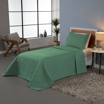 Kit Cobre Leito Colcha Monaco Solteiro Dupla Face 2 Peças - Verde