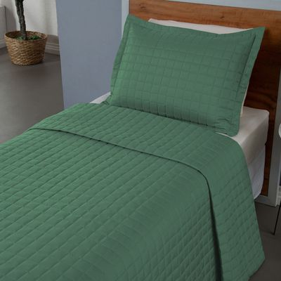 Kit Cobre Leito Colcha Monaco Solteiro Dupla Face 2 Peças - Verde