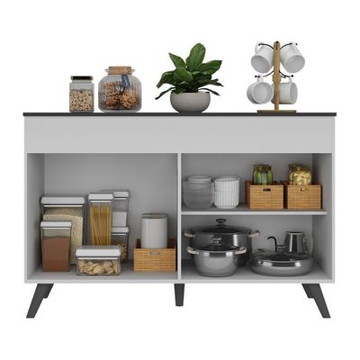 Balcão Cozinha Gabinete Pia 120 Cm 2 Portas Veneza Multimóveis Mp3738 Branco/preto