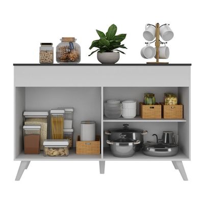 Balcão Cozinha Gabinete Pia 120cm 2 Portas Veneza Multimóveis V3738 Branco Branco