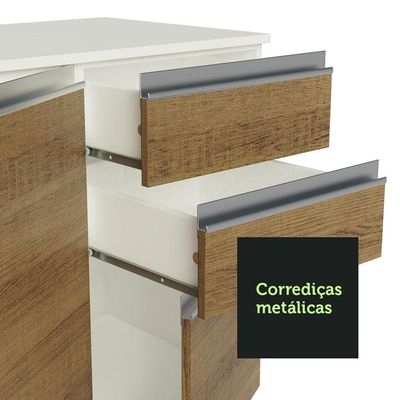 Armário de Cozinha Completo 100% MDF 250cm Branco/rustic