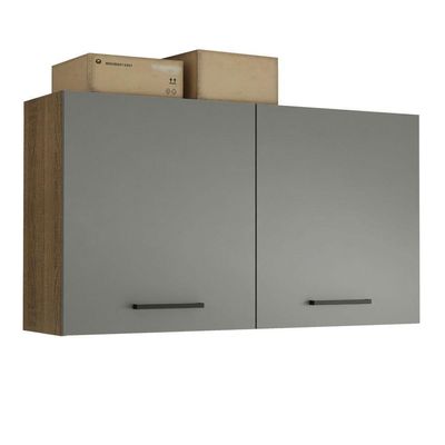 Armário Aéreo Multiuso 120cm 2 Portas Rustic/Cinza Agata