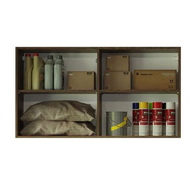 Armário Aéreo Multiuso 120cm 2 Portas Rustic/Cinza Agata