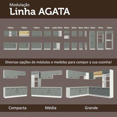 Armário Aéreo 80cm Branco/Cinza Agata Madesa