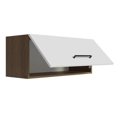 Armário Aéreo Multiuso 80cm 1 Porta Basculante Rustic/branco