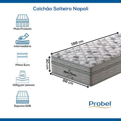 Colchão Solteiro Mola Probel Napoli (88x188x30cm)