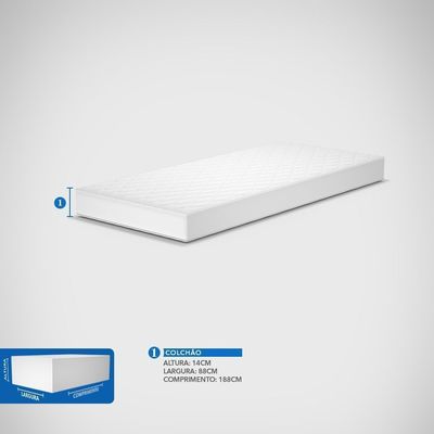 Colchão Solteiro Espuma D23 Super Resistente Probel 14cm Branco/Preto (88x188x14cm)