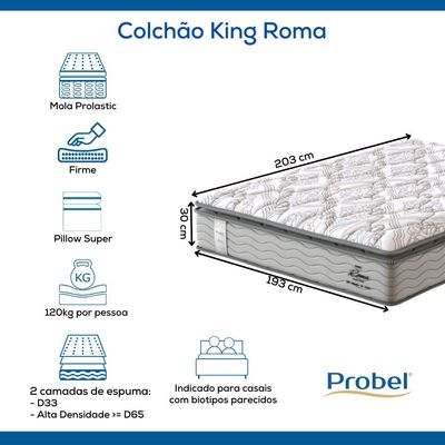 Colchão King Mola Probel Roma (193x203x30cm)