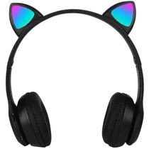 Fone Bluetooth Orelha De Gato Led Colorido PRETO
