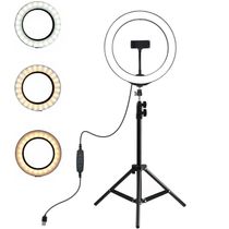 Ring Light Iluminador Led Usb 10 Polegadas 26Cm Com Suporte Tripé 2 Metros