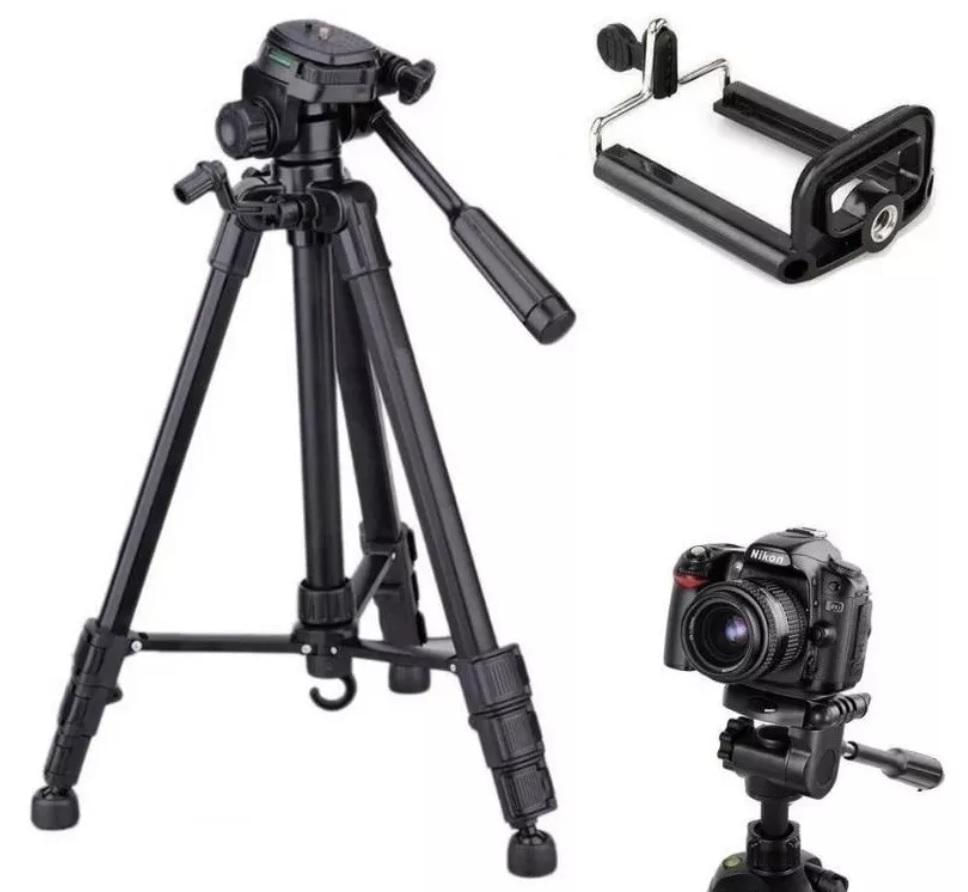 Tripé para Câmera Digital Com Nível e Suporte Para Celular 1.80 Mts