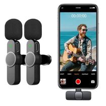 Microfone Lapela Duplo Sem Fio 2.4Ghz Compatível Com iPhone iPad Lightning