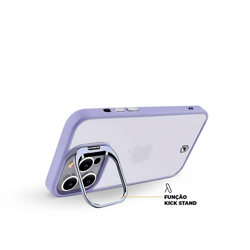 Kit Capa Gravity Lilás e Pelicula Coverage 5D Pro Preta para iPhone 15 Pro - Gshield