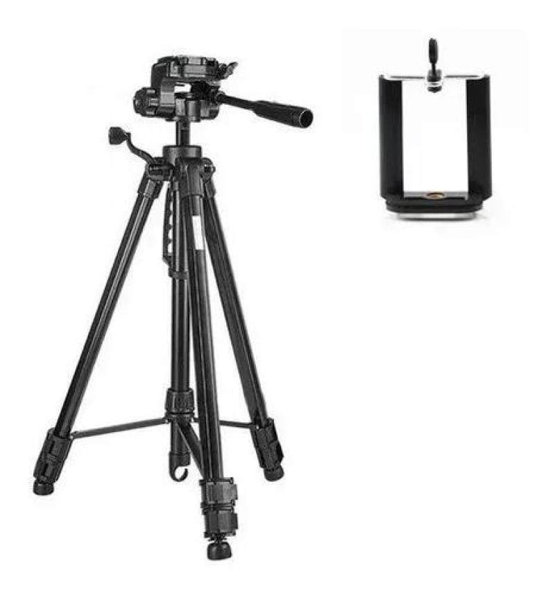 Tripe Universal 1,70 PRETO para Câmeras Fotográficas com suporte para celular