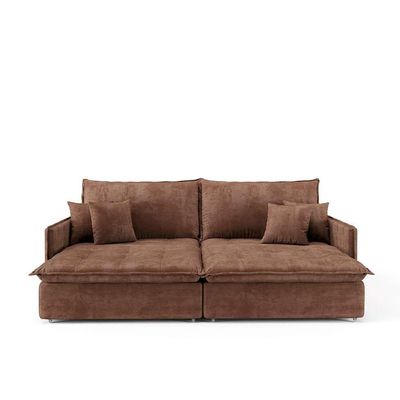 Sofá Retrátil Sem Caixa 3 lugares Solomons Velosuede Marrom