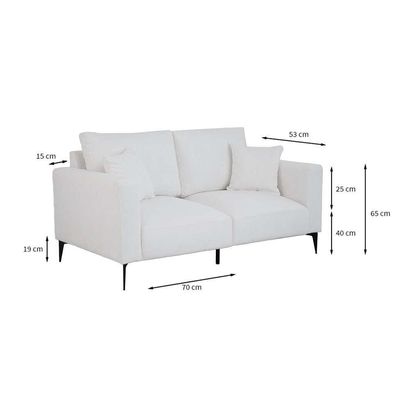 Sofá Unne 2 Lugares com Molas Ensacadas Bouclé Off White 170 cm