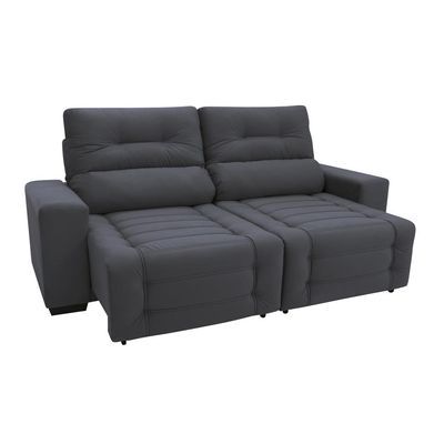 Sofá Retrátil e Reclinável 3 Lugares Blenda I Suede Grafite