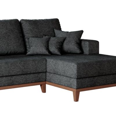 Sofá 4 Lugares Belgrado com Chaise Direito Linho Grafite 250 cm