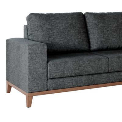 Sofá 4 Lugares Belgrado com Chaise Direito Linho Grafite 250 cm