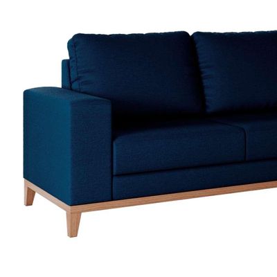 Sofá 4 Lugares Belgrado com Chaise Direito Linho Azul Marinho 250 cm