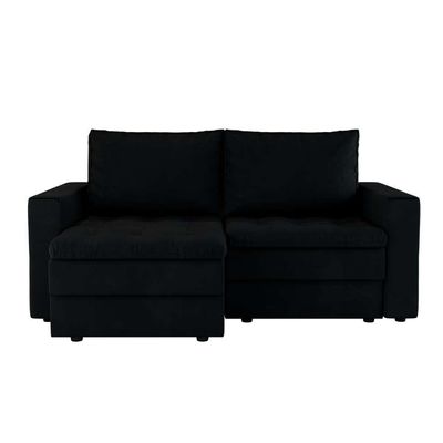 Sofá 3 Lugares Retrátil Berna Suede Preto 180 cm