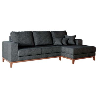 Sofá 3 Lugares Belgrado com Chaise Direito Linho Grafite 230 cm