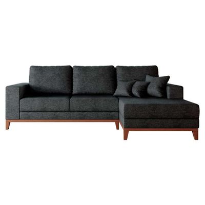 Sofá 3 Lugares Belgrado com Chaise Direito Linho Grafite 230 cm