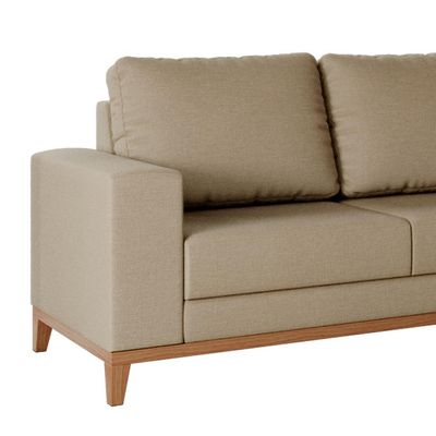 Sofá 3 Lugares Belgrado com Chaise Direito Linho Bege 230 cm