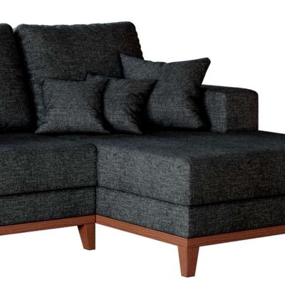 Sofá 3 Lugares Belgrado com Chaise Direito Linho Grafite 230 cm