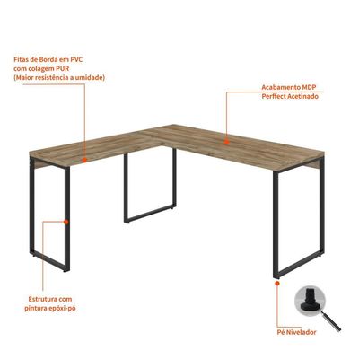 Mesa de Escritório Kuadra II Carvalho 150 cm