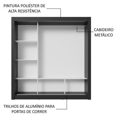 Guarda-roupa Casal 3 Portas De Correr Com Espelho Madesa