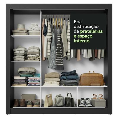 Guarda-roupa Casal 3 Portas De Correr Com Espelho Madesa